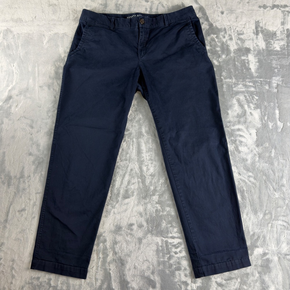 Banana Republic City Chino Navy Blue Straight Leg Stretch Pants Womens 10
